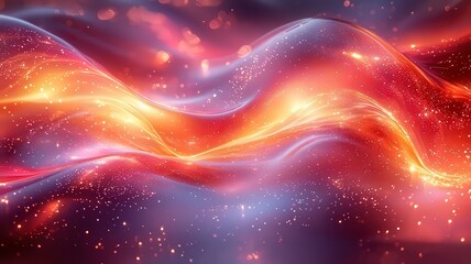 Wall Mural - vibrant abstract waves of red and purple light, creaing a dynamic cosmic flow,perfect for background