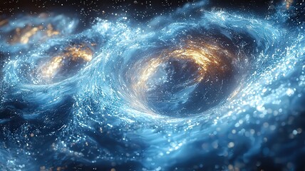 Wall Mural - stunning cosmic whirlpool: vibrant blue and gold swils of energy and light, caturing the beauty of t
