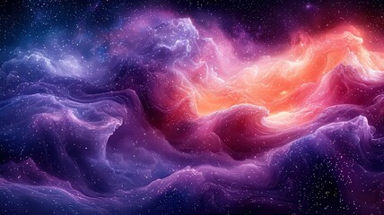 Wall Mural - vibrant cosmic nebula with swirling purple and orang hues, evoking a sense of onder and exploration 