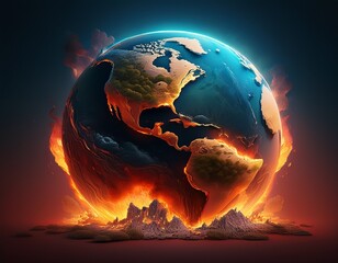 Wall Mural - earth under global warming s impact