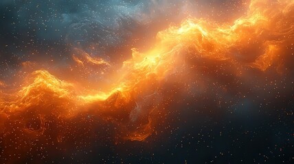 Wall Mural - vibrant cosmic nebula with fiery orange and deep blu hues, evoking a sense of onder and exploration 