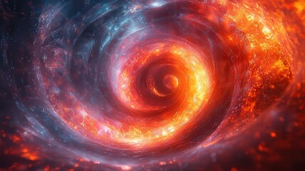 Wall Mural - vibrant cosmic swirl of fiery reds and blues, depictng a mesmerizing galaxy, prfect for science, tec