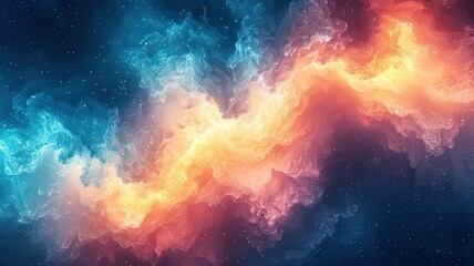 Wall Mural - vibrant cosmic nebula with swirling orange and blue ues, creating a mesmerizin visual effect perfect