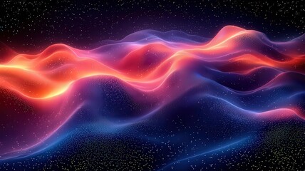 Wall Mural - vibrant abstract waves of light in red and blue hues creating a dynamic and etereal atmosphere, perf