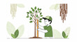 © Prista - Youngster Measures Tree Growth With Ruler In Nature Illustration Graphic