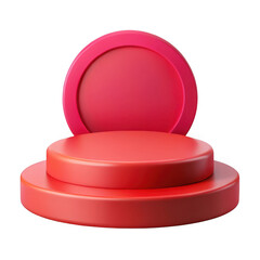 3d red podium display stand isolated on transparent background