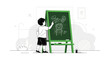 © Gunawan - Young Artist Creatively Illustrating Artwork On a Chalkboard, Featuring Cute Drawing