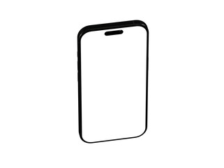 High-quality image of a modern smartphone mockup with a black frame and blank screen. Perfect for app presentations and website designs.
