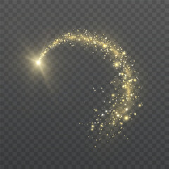 Wall Mural - golden magic comet light effect with lots of sparkling bokke and shimmering light effects. magic gol