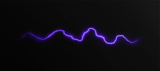 Wall Mural - purple electrical lightning with jagged outline and soft glow on dark background. energetic plasma a