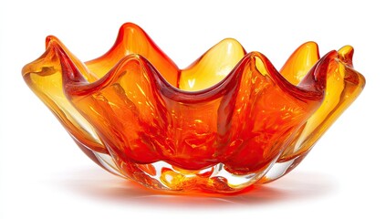 Orange glass bowl with flowing design