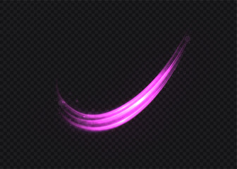 Wall Mural - bright purple glowing curved lines with glitter effect. vector glow effect for design on dark backgr