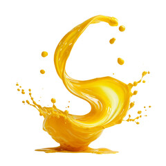 Wall Mural - Dynamic burst of vibrant yellow liquid frozen mid air against a neutral setting