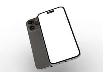 High-quality image of a modern smartphone mockup with a blank screen, perfect for app presentations or website designs.