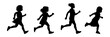 © KR Studio - Running girl side view silhouette set - vector illustration
