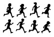 © KR Studio - Running girl side view silhouette set  - vector illustration