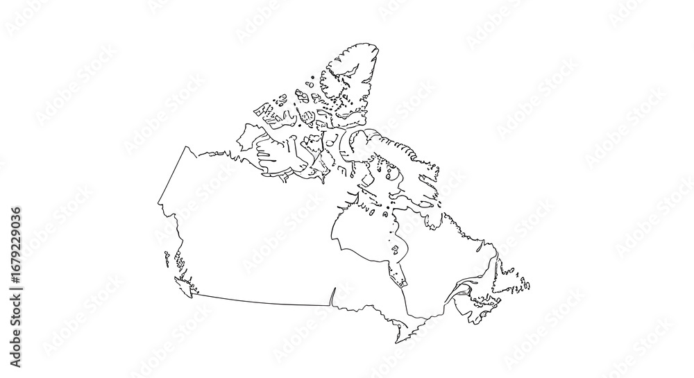 Outline map of Canada showing its provinces and territories with