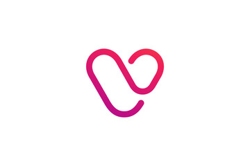 Wall Mural - Letter V with heart logo icon design template elements