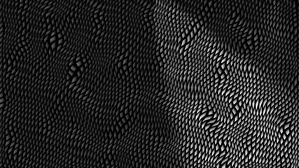 Wall Mural - Black and white geometric wave pattern with moving grid texture and futuristic digital motion background