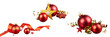 © David Kreuzberg - set of christmas ball decoration with red and gold ribbon and stars isolated on white or transparent png
