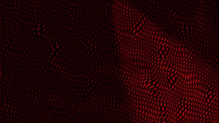 Wall Mural - Abstract red geometric wave pattern with moving grid texture and futuristic digital motion background