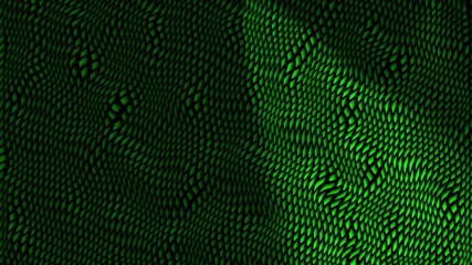 Wall Mural - Abstract green geometric wave pattern with moving grid texture and futuristic digital motion background