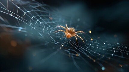 beautiful spider web with a glowing spider in the middle