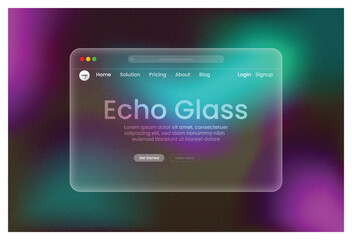 web design, Echo Glass, landing page Blue Teal Green gradient glowing frosted glass morphism UI template luminous transparent blur futuristic interface creative website modern stylish responsive layou