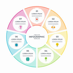 Wall Mural - infographic circle with 7 steps, parts. vector cycle diagram or round chart that can be used for rep