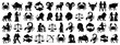 © top dog - Zodiac signs in black. Includes Leo, Virgo, Scorpio, Libra, Aquarius, Pisces, Cancer, Taurus, Aries, Sagittarius, Capricorn, Gemini. Astrology and horoscope symbols