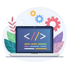 Laptop program code icon.