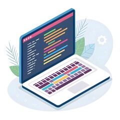 Laptop program code icon.