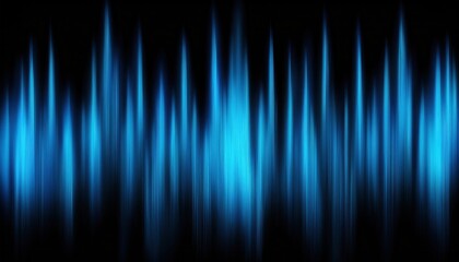Wall Mural - glowing blue neon light wave pattern on black background with vertical streaks for digital wallpaper or abstract texture design