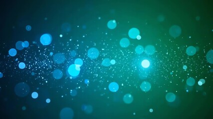 Shimmering blue and green bokeh lights create a magical, dreamy atmosphere