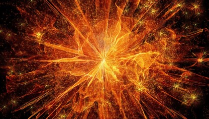 Wall Mural - radiant golden light explosion with glowing particle burst abstract energy background perfect for digital art texture or futuristic design