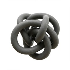Gray Intertwined Rings Abstract Geometric Shape on White Background Surface