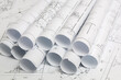 © bayurov - Paper architectural drawings and blueprint. Engineering blueprint