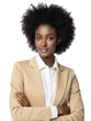 © Nizam - Confident young black woman in a beige blazer professional portrait studio shot