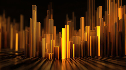 Wall Mural - golden abstract structures rise and fall, creating dynamic visual landscape. interplay of light and 