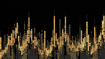 Wall Mural - abstract digital art featuring vertical bars shades of gold and black, creating dynamic and energeti