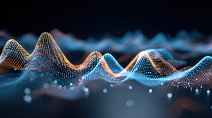 Wall Mural - digital waves create mesmerizing visual representation of sound and data, showcasing vibrant colors 