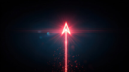 Wall Mural - glowing red arrow points upward against dark background, symbolizing direction and progress. vibrant