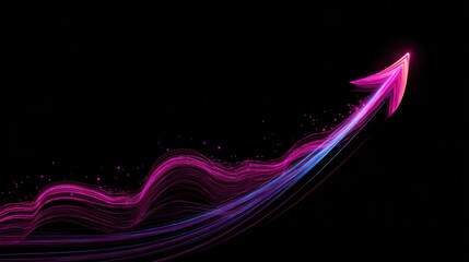 Wall Mural - dynamic arrow design vibrant colors abstract lines upward movement digital art glowing effect modern