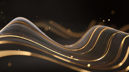 Wall Mural - elegant golden waves flow gracefully against dark background, creating sense of movement and depth. 