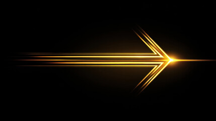 Wall Mural - sleek golden arrow design black background symbolizes direction and movement, radiating energy and d