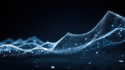 Wall Mural - digital wave representation with glowing particles creates mesmerizing visual effect, showcasing bea