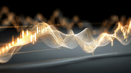 Wall Mural - digital waveforms create mesmerizing visual representation of sound and data, showcasing dynamic mov