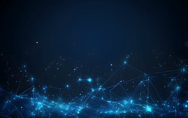 Wall Mural - Abstract Blue Network Connection Lines Glowing Dots Background