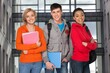 © BillionPhotos.com - Multiracial group of young happy students in a hallway.