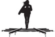 © orion - Silhouette of a woman walking on stylized train tracks in black